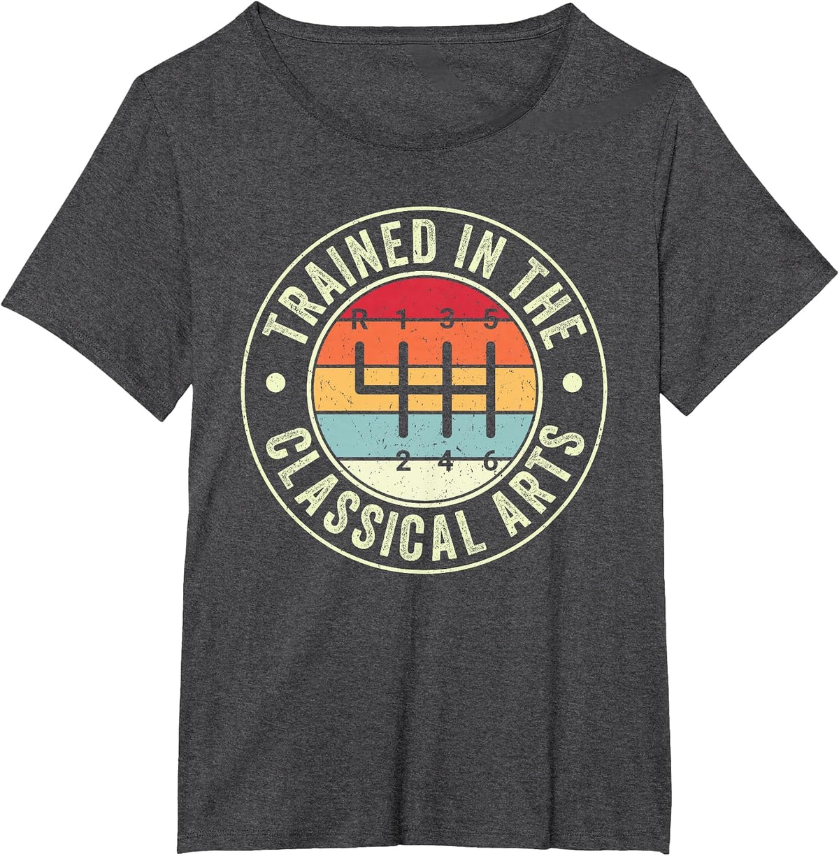 Trained in The Classical Arts 6 Speed Manual Transmission T-Shirt - Dark Heather Grey