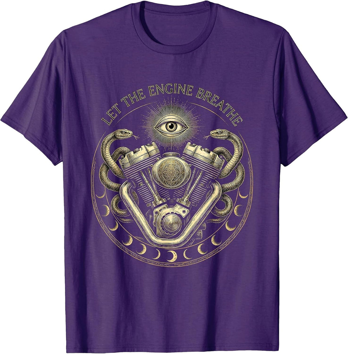 Let The Engine Breathe Motorcycle Design T-Shirt - Purple