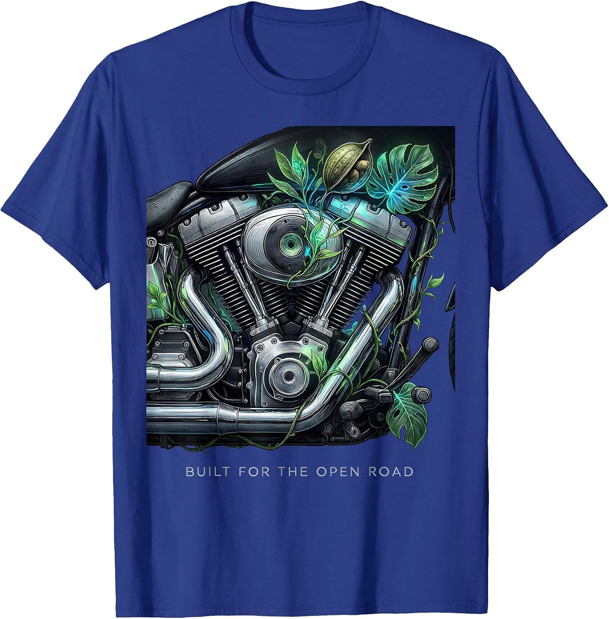 Built for the Open Road Motorcycle Design T-Shirt - Royal Blue