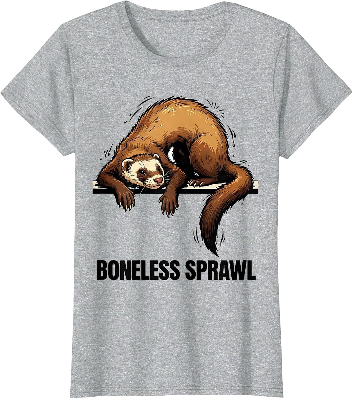 Boneless Sprawl Cartoon Ferret Lover Funny Gift T-Shirt - Heather Grey