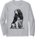 Dog Cavalier King Charles Spaniel Long Sleeve T-Shirt - Adult Unisex Heather Grey