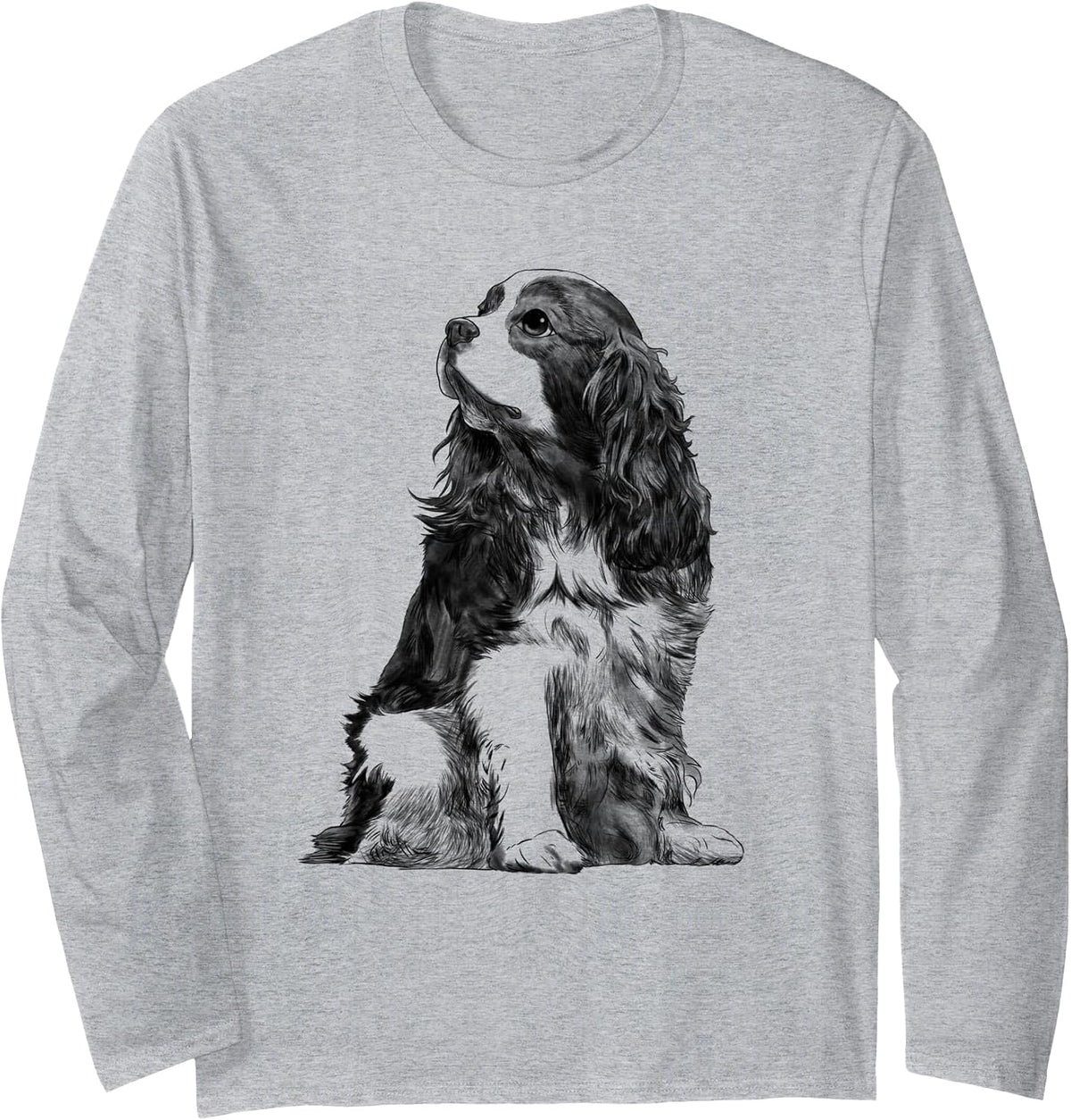 Dog Cavalier King Charles Spaniel Long Sleeve T-Shirt - Adult Unisex Heather Grey