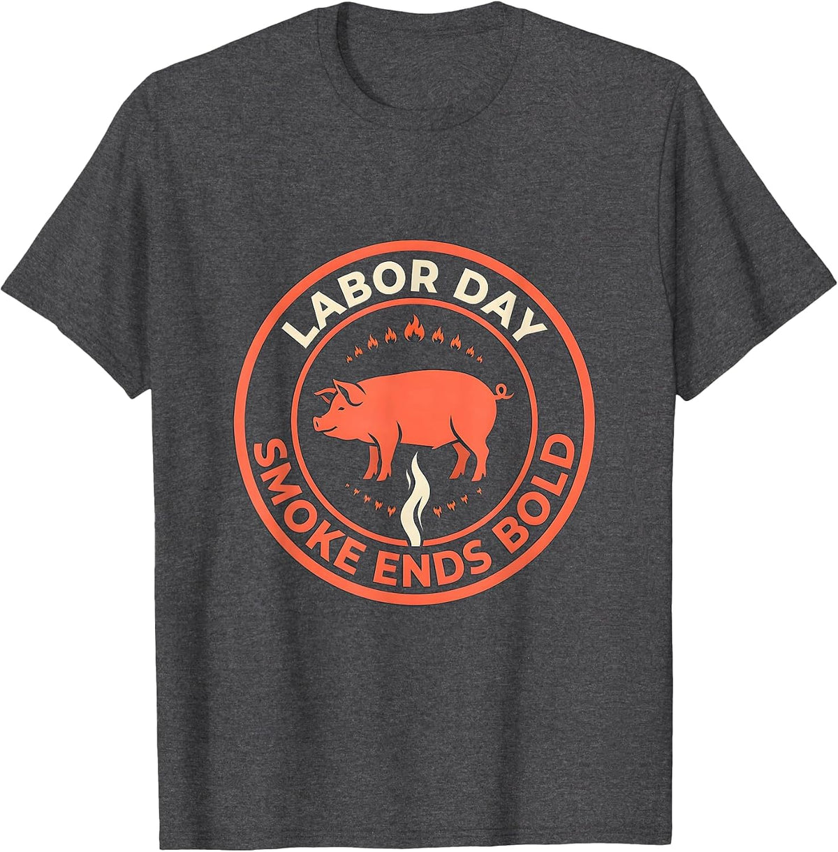 Labor Day Smoke Ends Bold Funny BBQ Cookout Party Dad T-Shirt - Dark Heather Grey