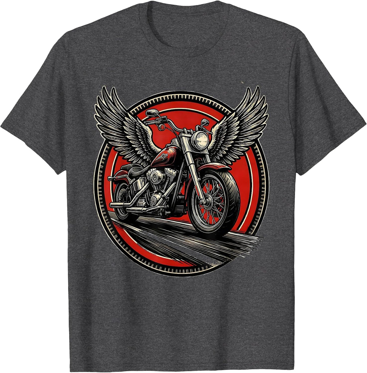 Men's Vintage Motorcycle Freedom Open Highway Graphic T-Shirt - Dark Heather Grey