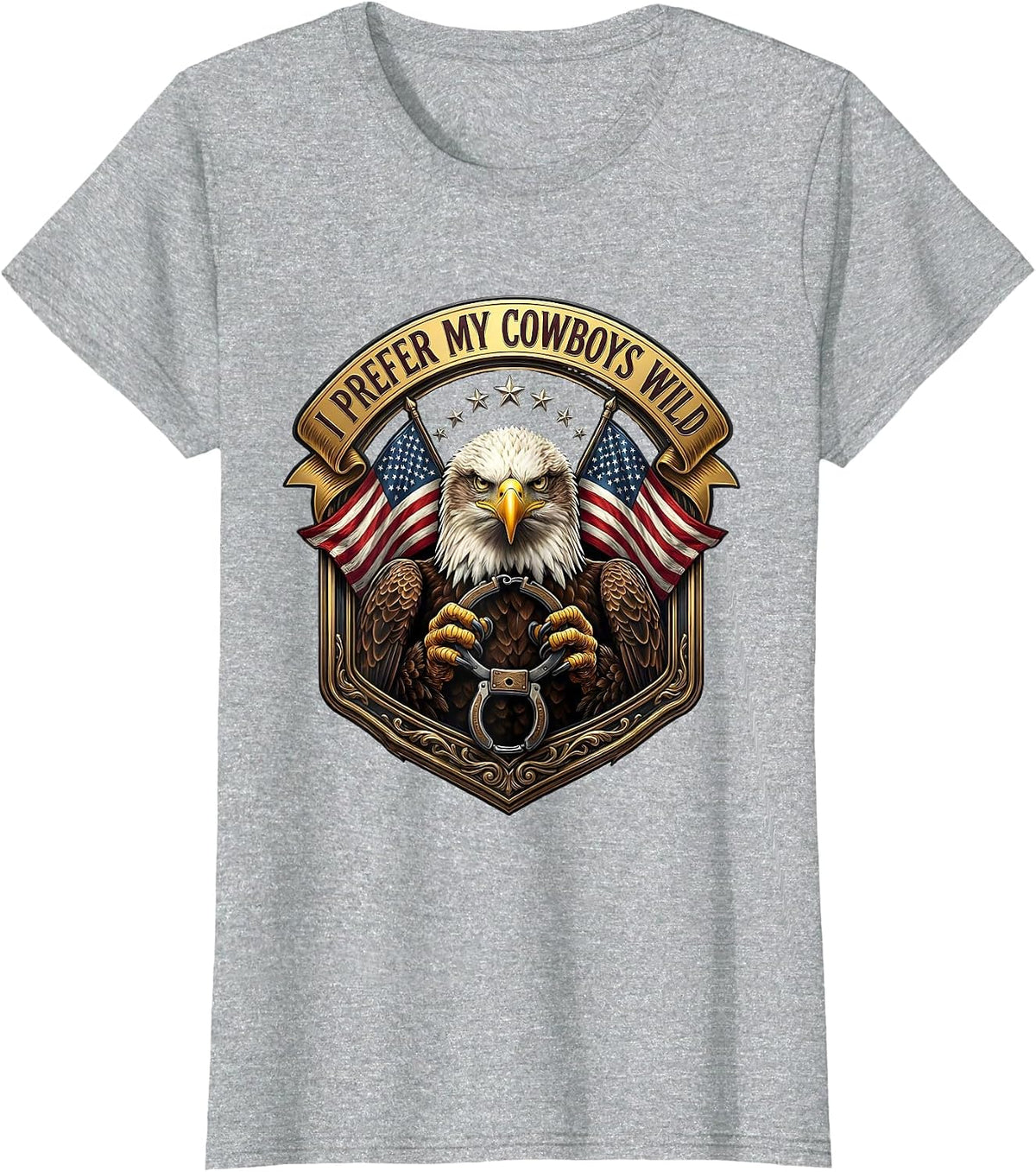 I Prefer My Cowboys Wild Western Design T-Shirt - Heather Grey