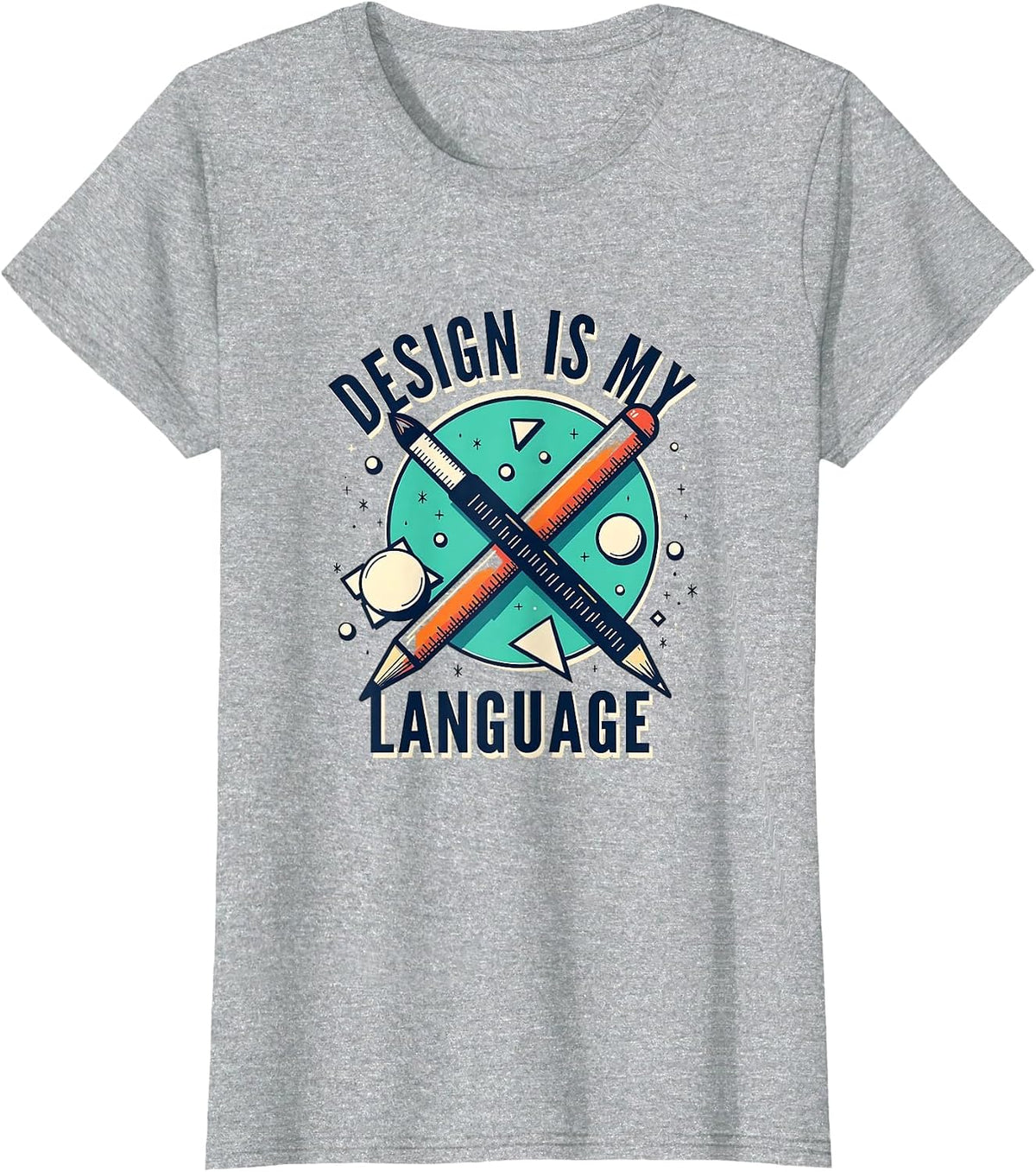 Design Is My Language Creative Designer Graphic T-Shirt - Heather Grey