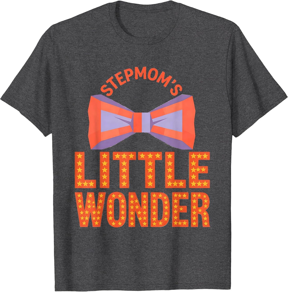 Stepmom's Little Wonder Flat Vector Coquette Bow Family T-Shirt - Dark Heather Grey