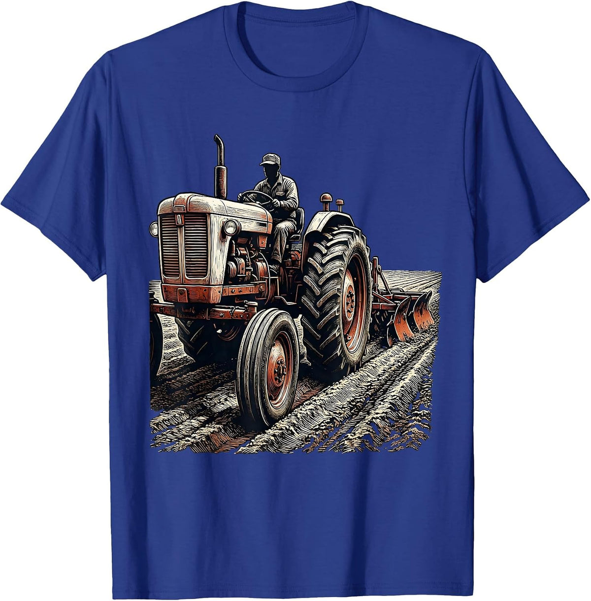 Men's Vintage Tractor Farm Pride Farmer Nostalgia T-Shirt - Royal Blue