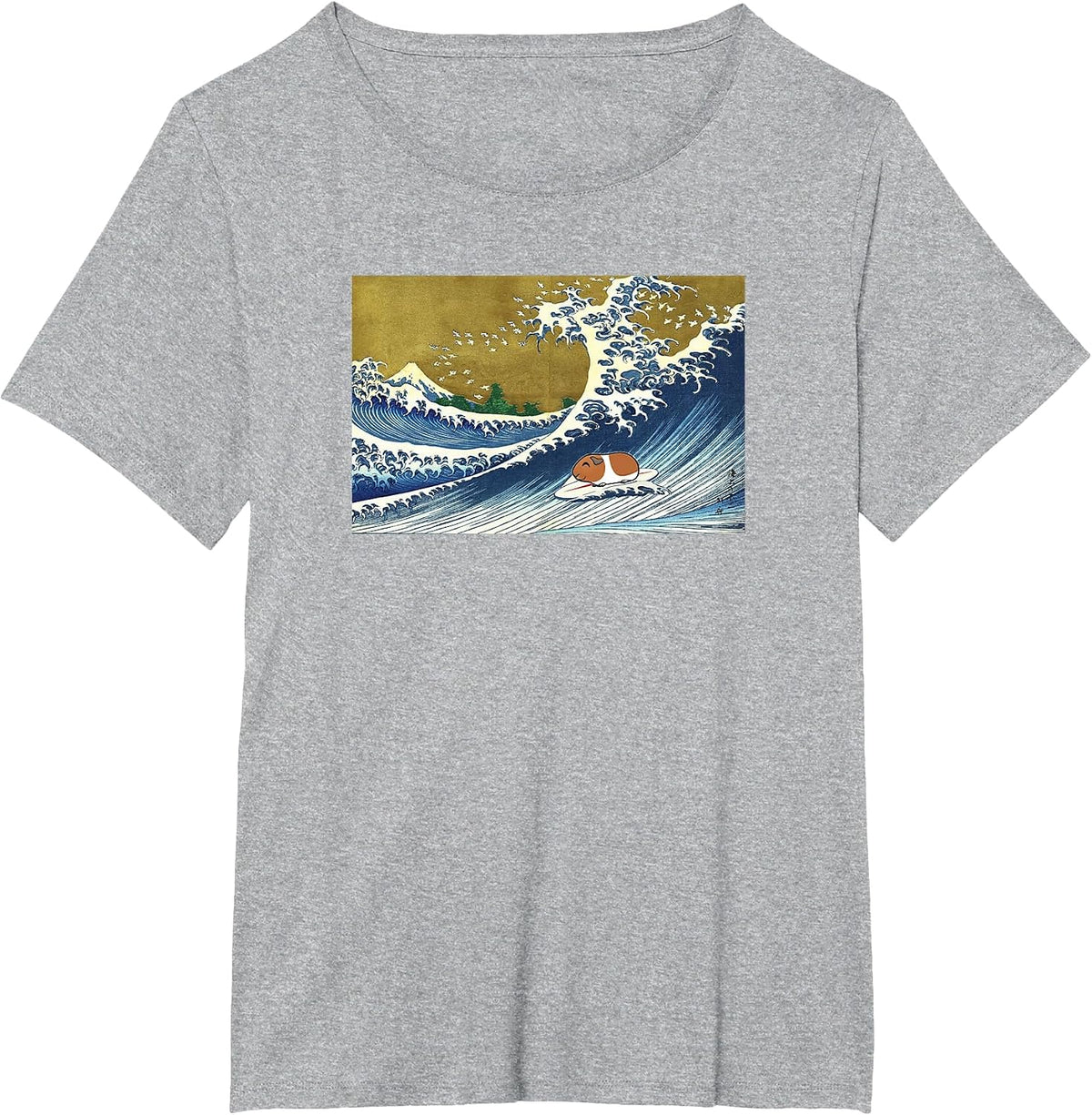 Funny Retro Vintage Surfing A Great Wave Guinea Pig Lover T-Shirt - Heather Grey
