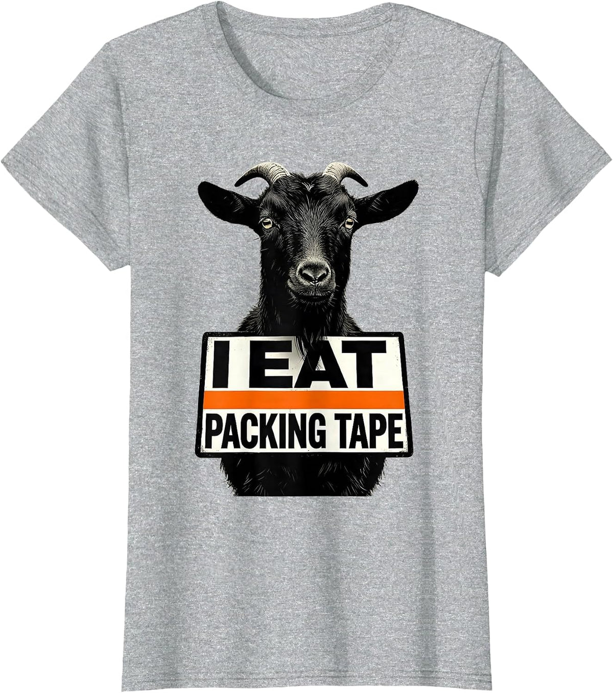 Women's I Eat Packing Tape Brutalist Graphic Absurdist Meme Humor T-Shirt - Heather Grey