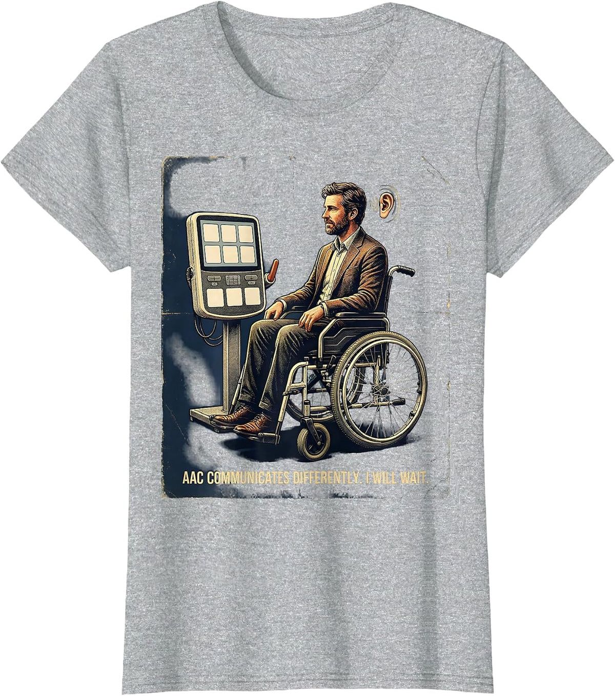 Women's AAC Communicates Differently I Will Wait Vintage T-Shirt - Heather Grey