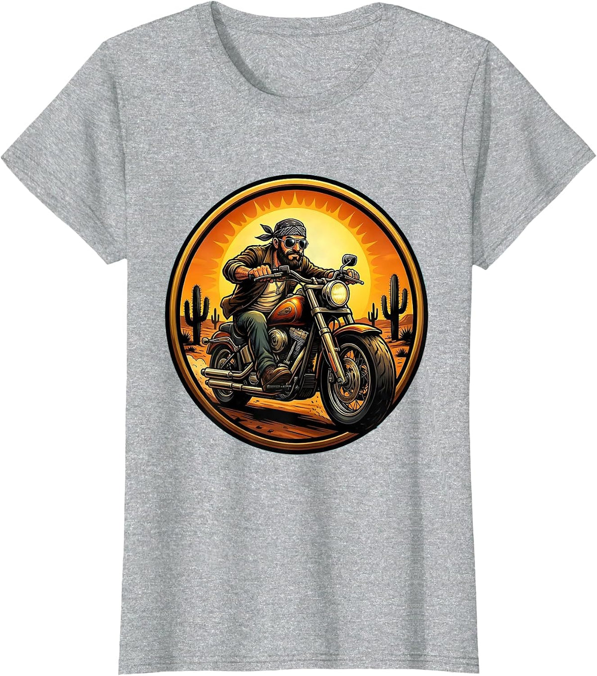 Cool Uncle Motorcycle Desert Ride Graphic T-Shirt - Heather Grey