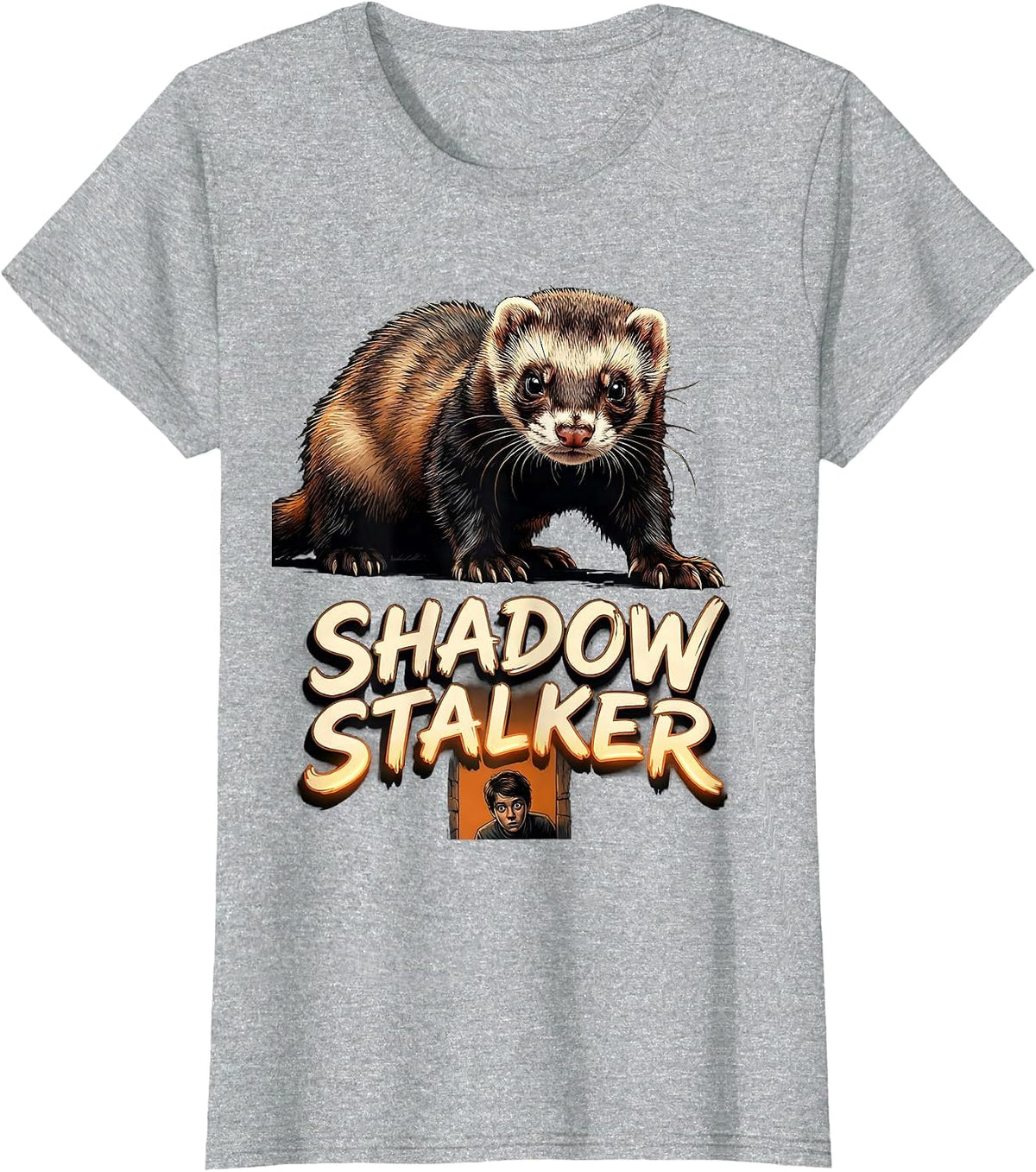 Shadow Stalker Sign Painter Ferret Lover Funny Gift T-Shirt - Heather Grey