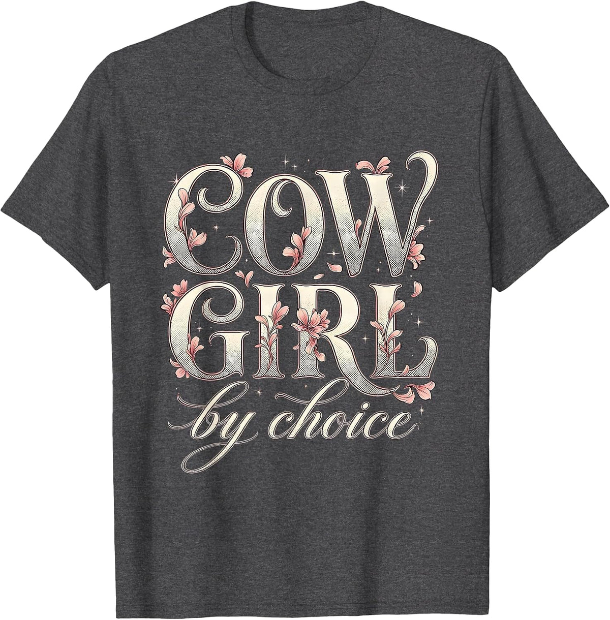 Men's Cowgirl By Choice Western Spirit Design T-Shirt - Dark Heather Grey
