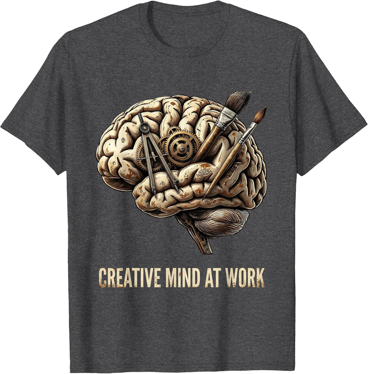 Creative Mind At Work Graphic Design T-Shirt - Dark Heather Grey