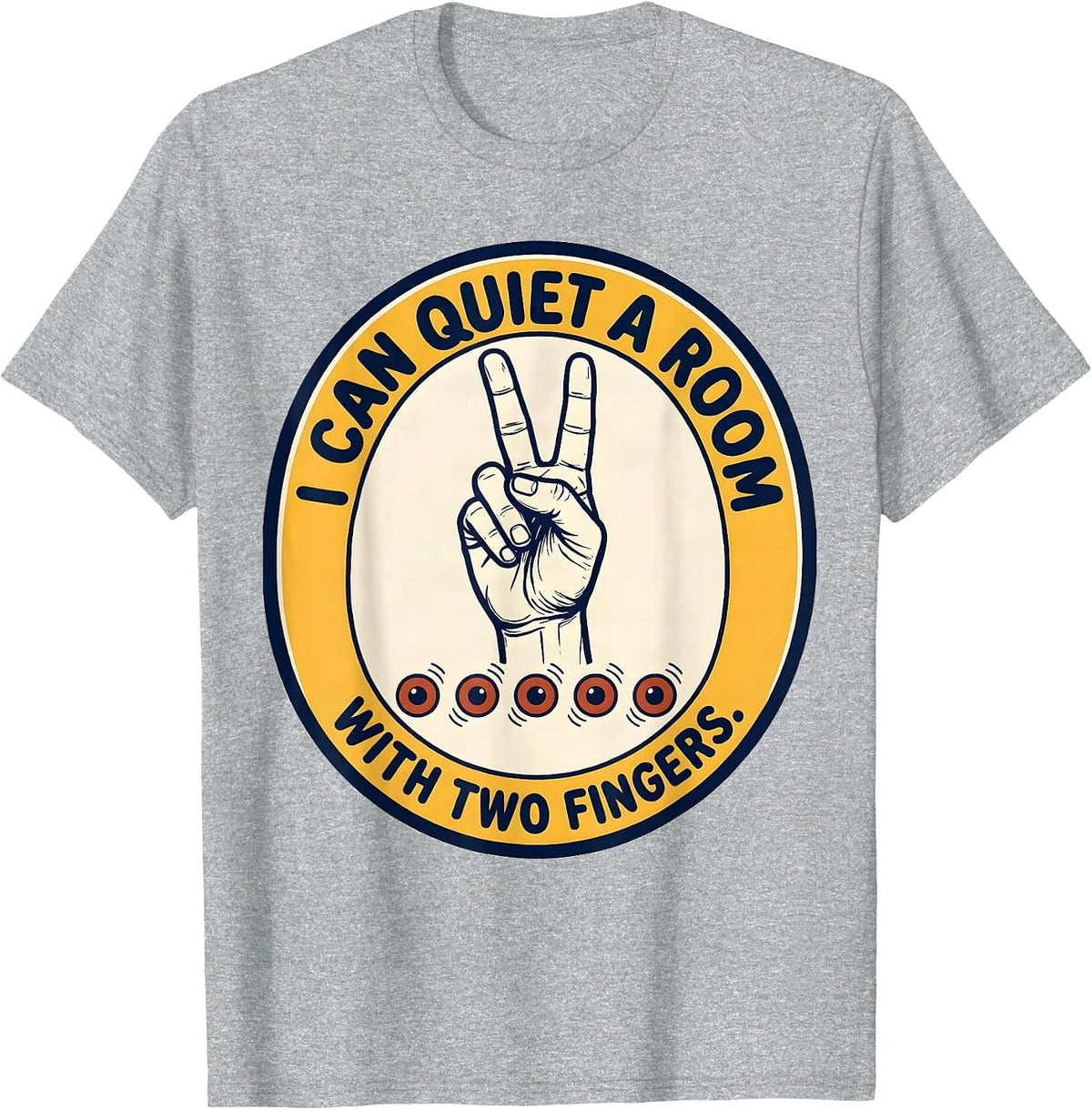 Men's I Can Quiet A Room With Two Fingers Funny Teacher Superhero T-Shirt - Heather Grey