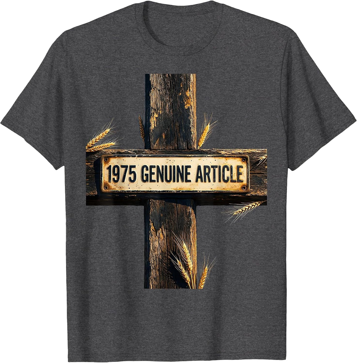Vintage 1975 Genuine Article Birthday Design T-Shirt - Dark Heather Grey