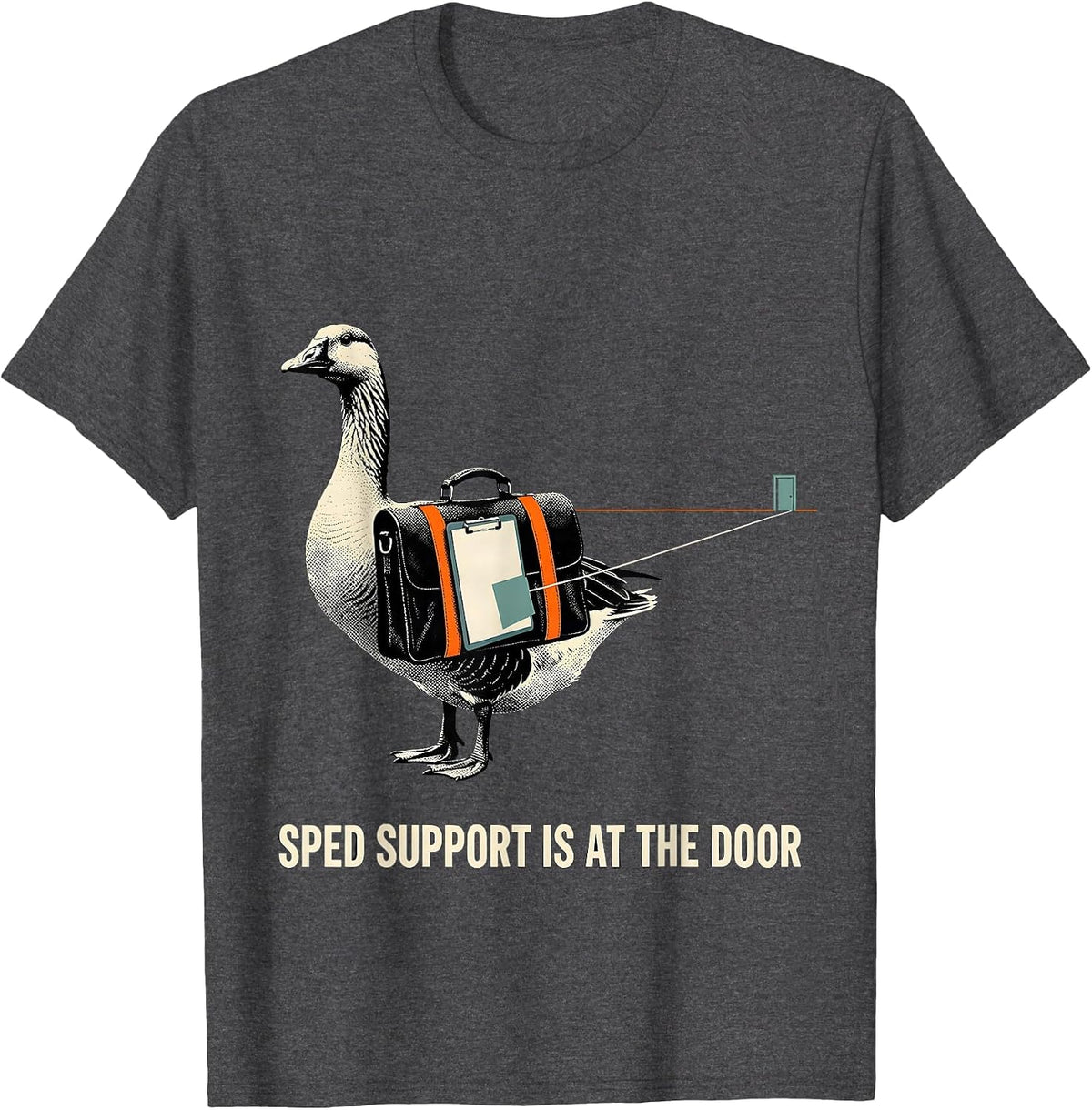 Men's SPED Support Is At The Door Funny SPED Teacher Special T-Shirt - Dark Heather Grey
