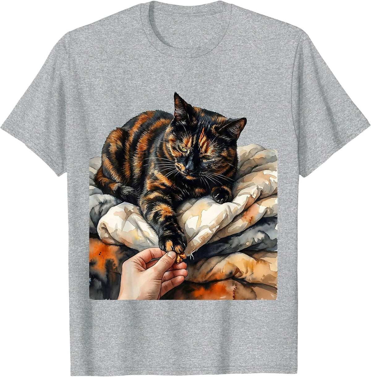 Men's Imperious Tortie Cat Watercolor Cat Owner Humor T-Shirt - Heather Grey