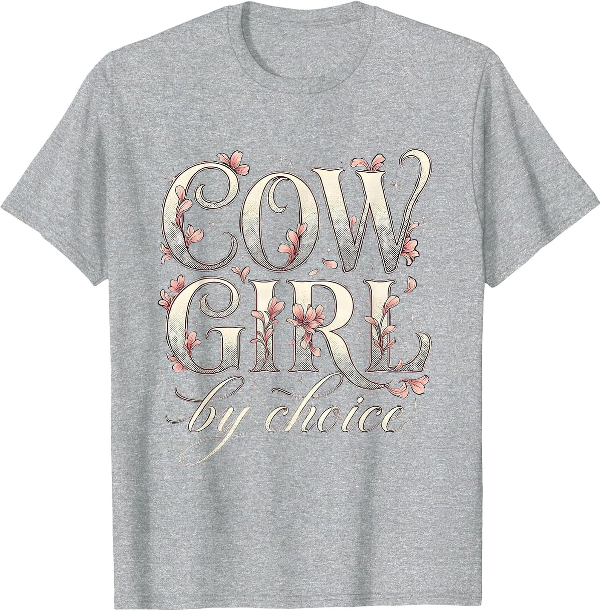 Men's Cowgirl By Choice Western Spirit Design T-Shirt - Heather Grey