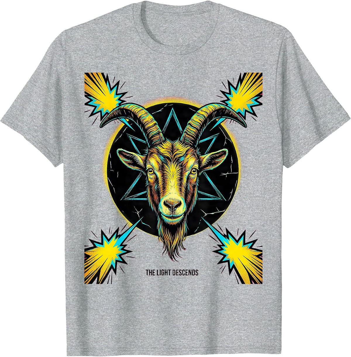 Men's The Light Descends Pop Art Occult Satanic Gothic Halloween T-Shirt - Heather Grey
