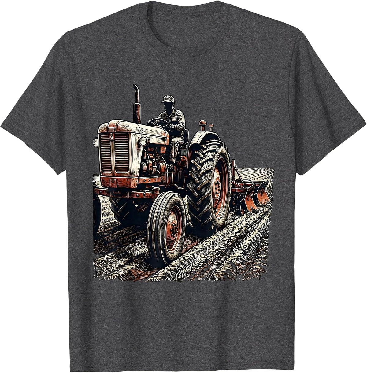Men's Vintage Tractor Farm Pride Farmer Nostalgia T-Shirt - Dark Heather Grey