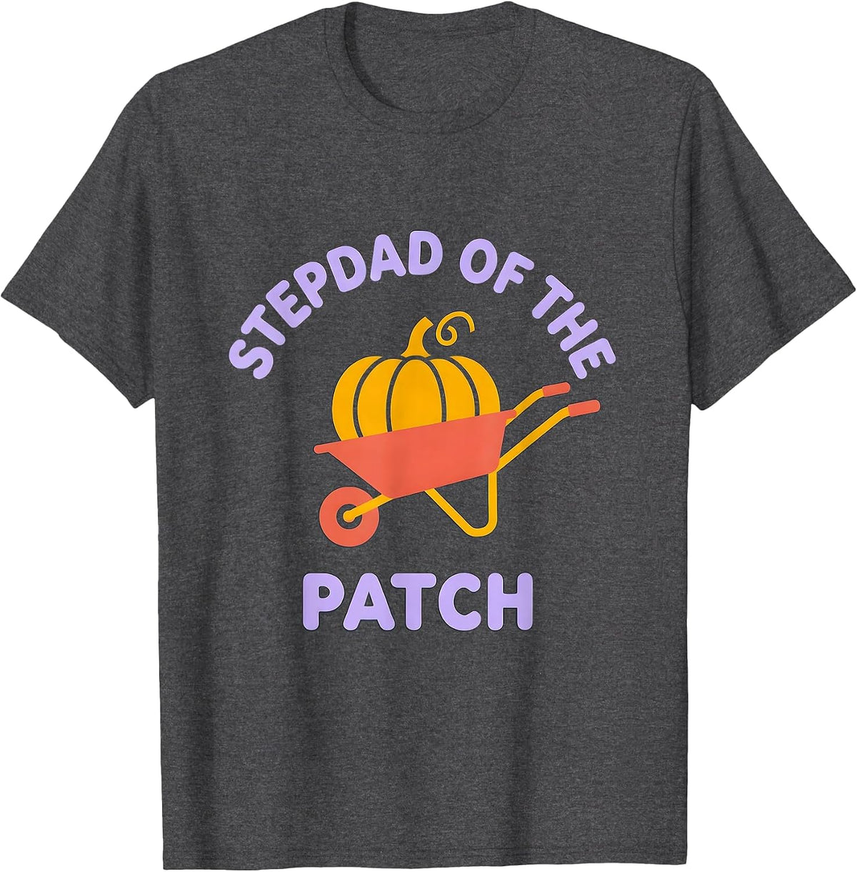 Stepdad of the Patch Funny Pumpkin Patch Family Matching T-Shirt - Dark Heather Grey