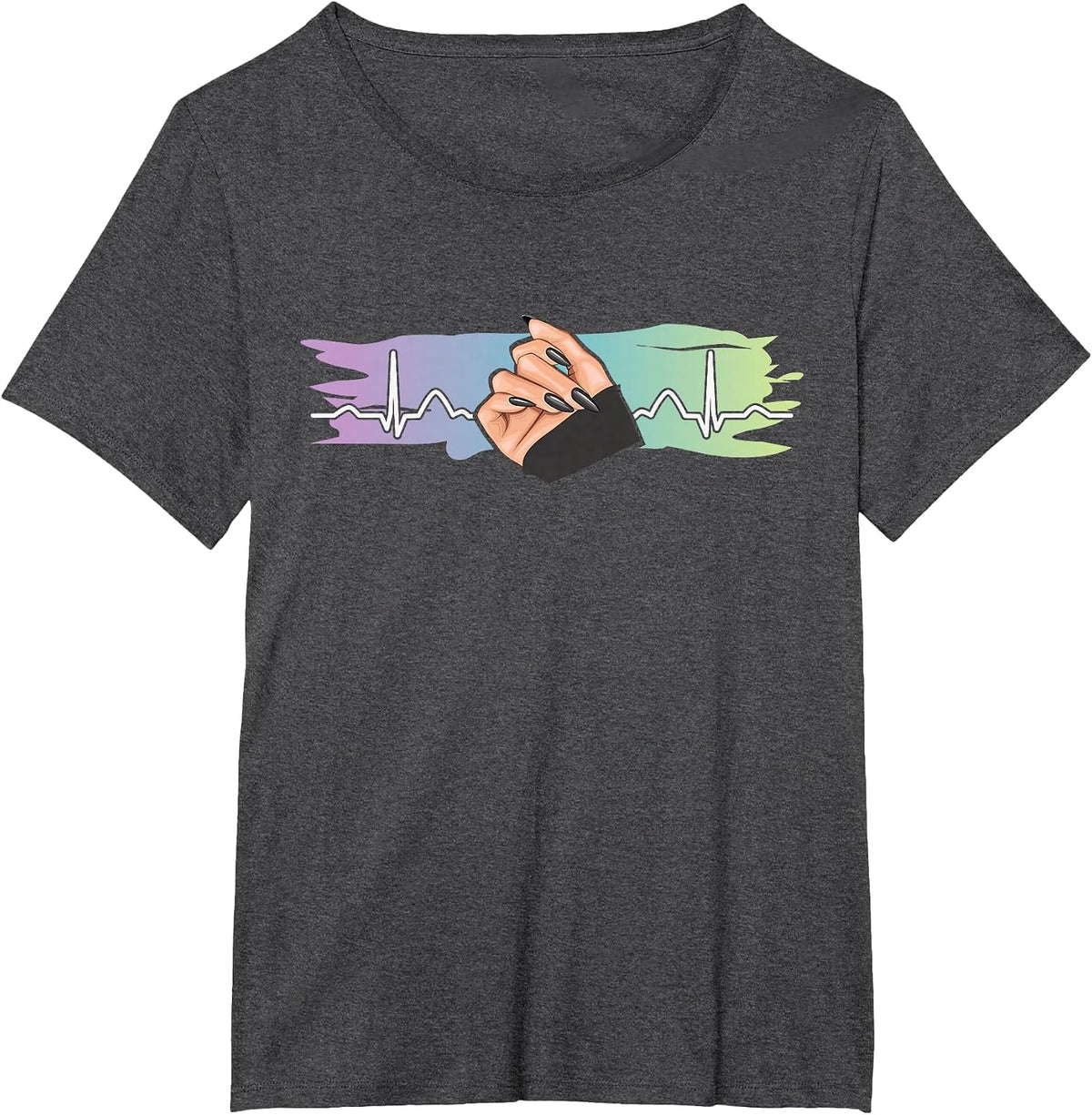 Heartbeat Naildesign Nail Salon Nail Tech T-Shirt - Dark Heather Grey