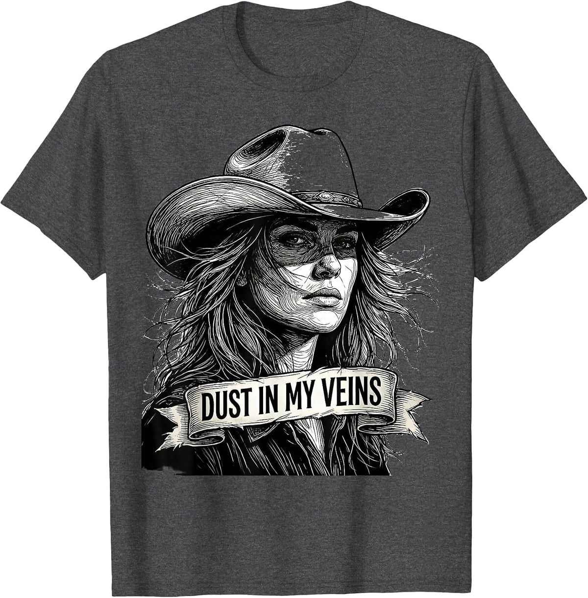 Men's Dust In My Veins Western Cowboy Design T-Shirt - Dark Heather Grey