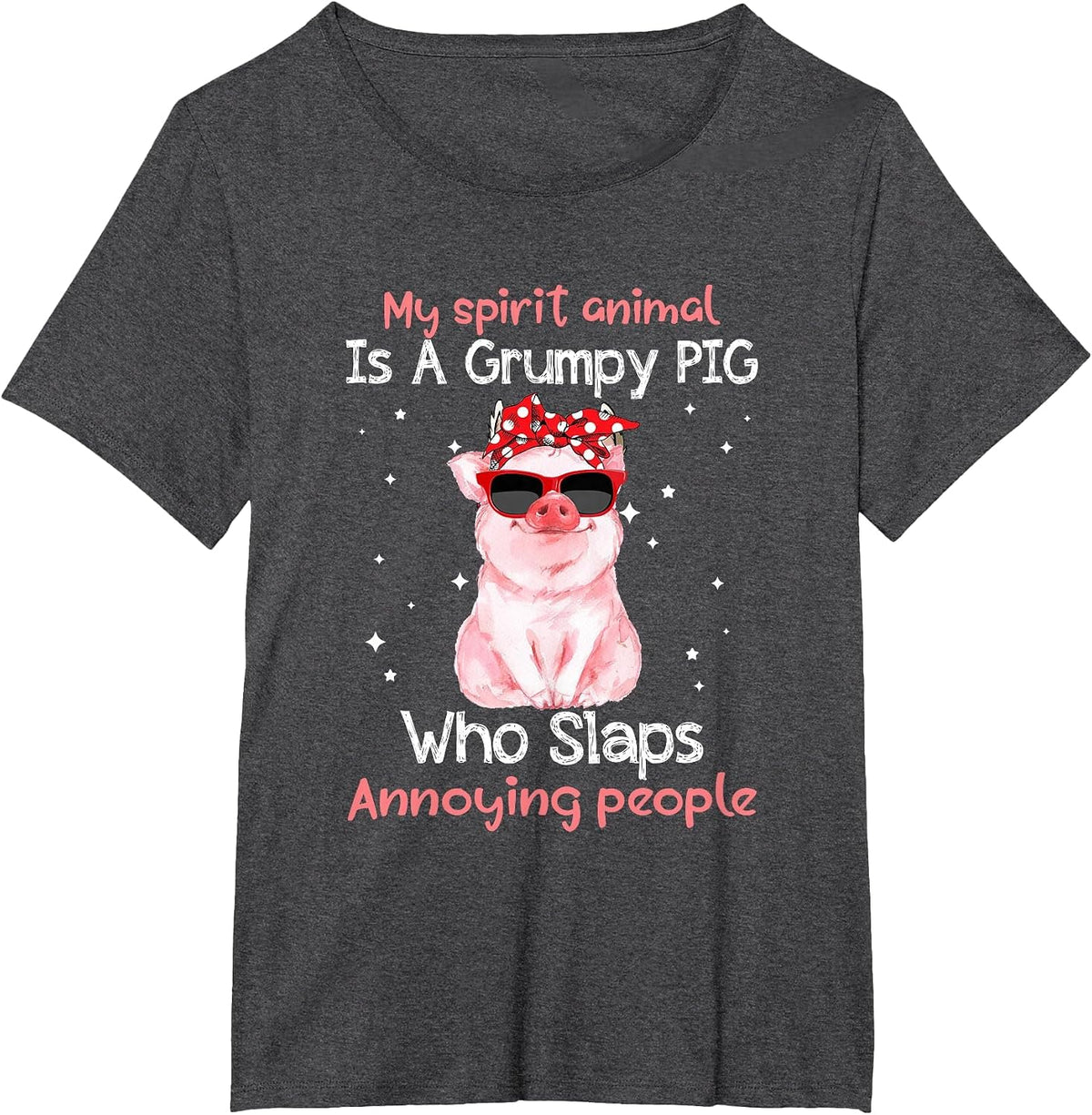 Pig Lover My Spirit Animal is Grumpy Pig Funny T-Shirt - Dark Heather Grey