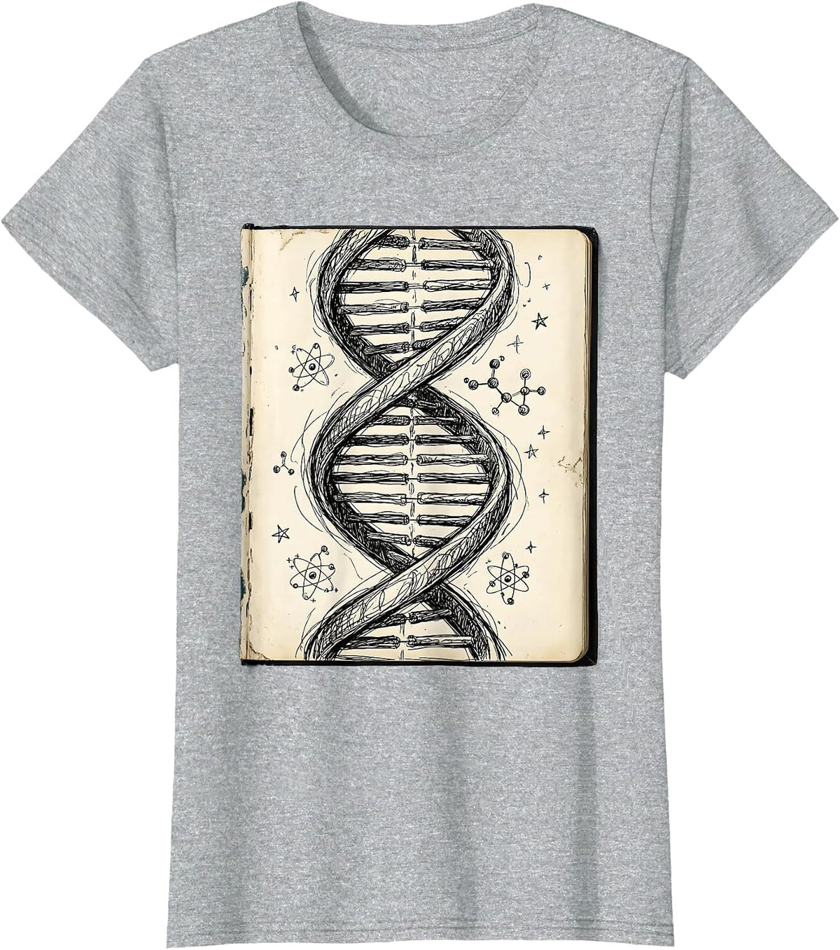DNA Double Helix Science Teacher Graphic T-Shirt - Heather Grey