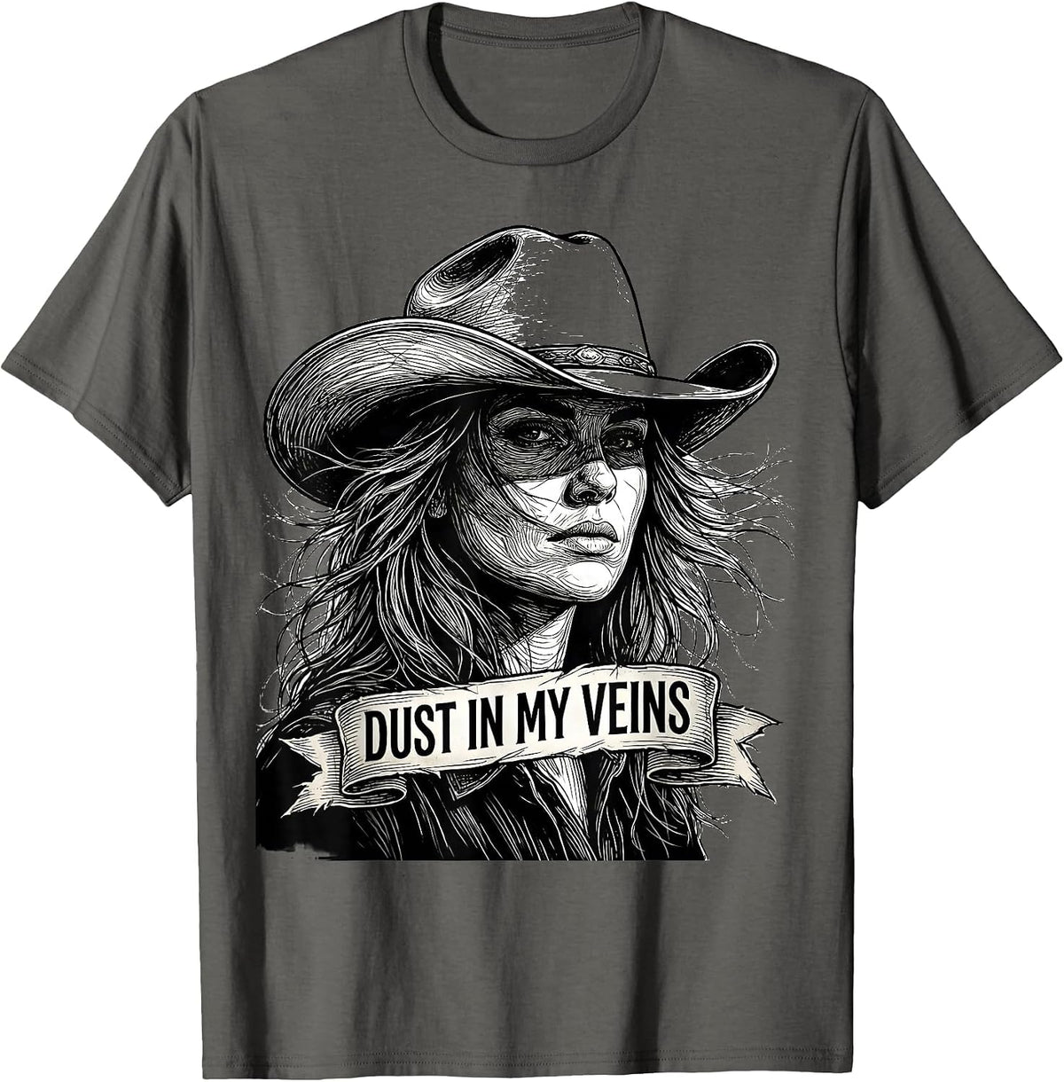 Men's Dust In My Veins Western Cowboy Design T-Shirt - Asphalt Grey