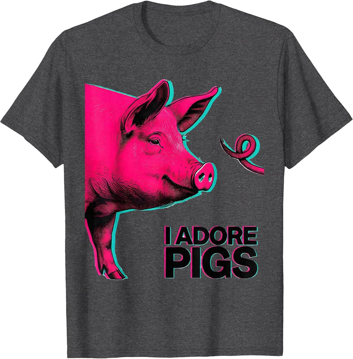 Men's I Adore Pigs Cute Pig Farm Animal Lover Humor T-Shirt - Dark Heather Grey