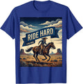 Ride Hard Live Free Cowgirl Design T-Shirt - Royal Blue