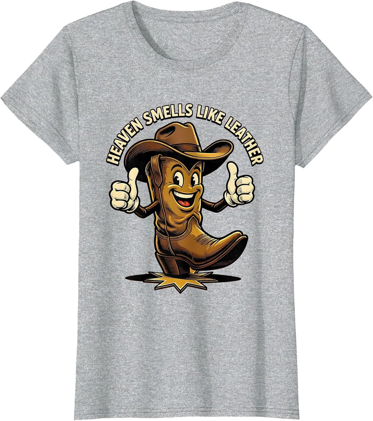 Heaven Smells Like Leather Cowboy Design T-Shirt - Heather Grey