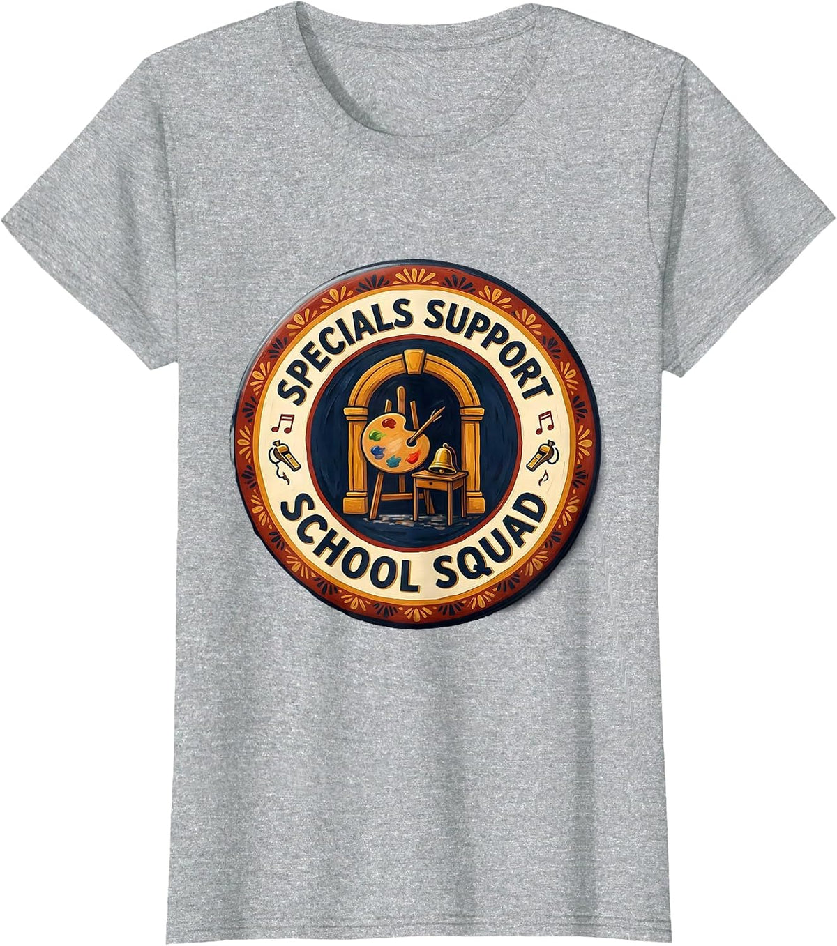 Specials Support School Squad Folk Art Teacher Appreciation T-Shirt - Heather Grey