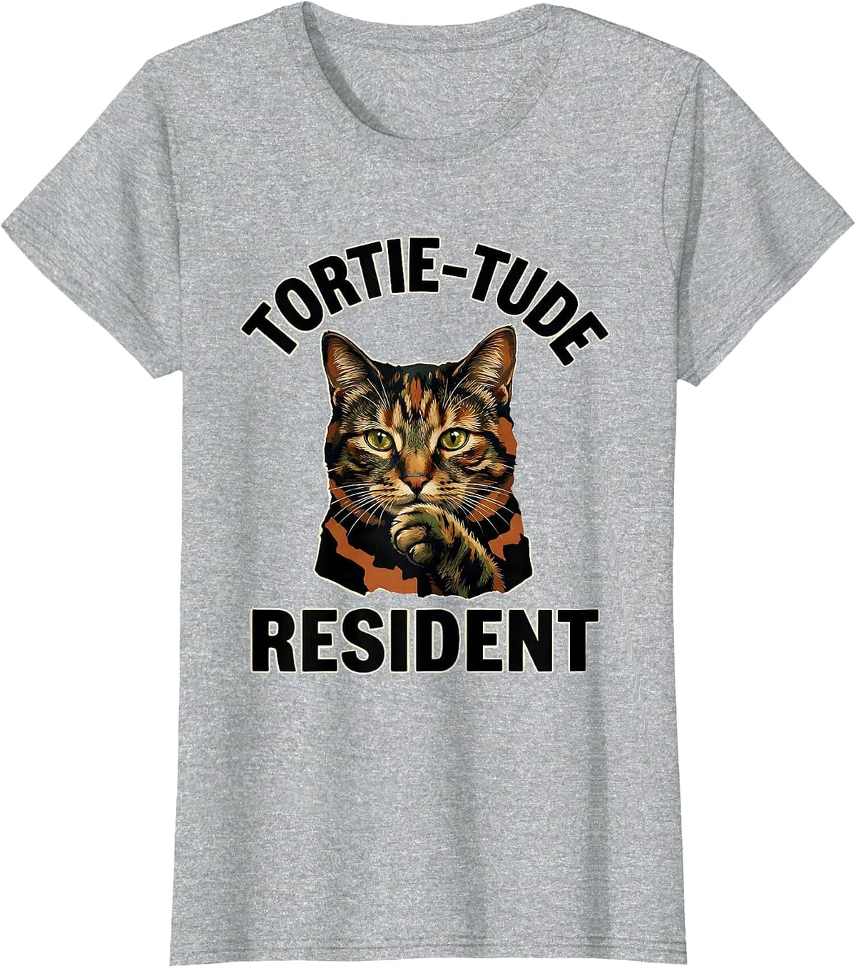 Tortie-Tude Resident Minimalist Tortie Cat Lover Gift T-Shirt - Heather Grey