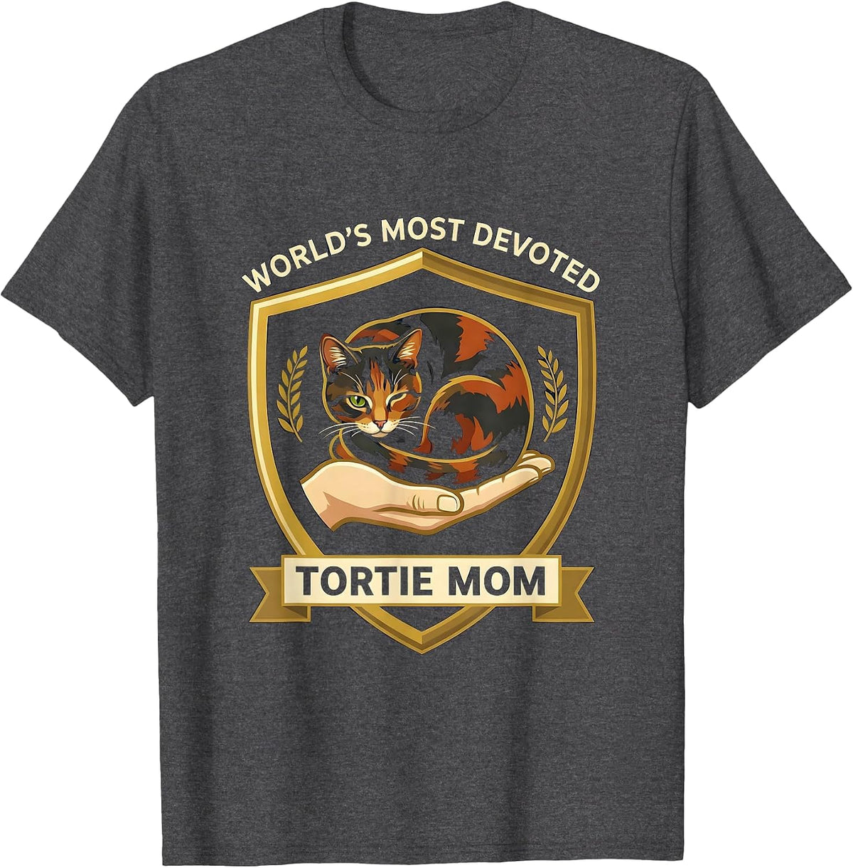 Men's World's Most Devoted Tortie Mom Funny Tortie Cat Lover Humor T-Shirt - Dark Heather Grey