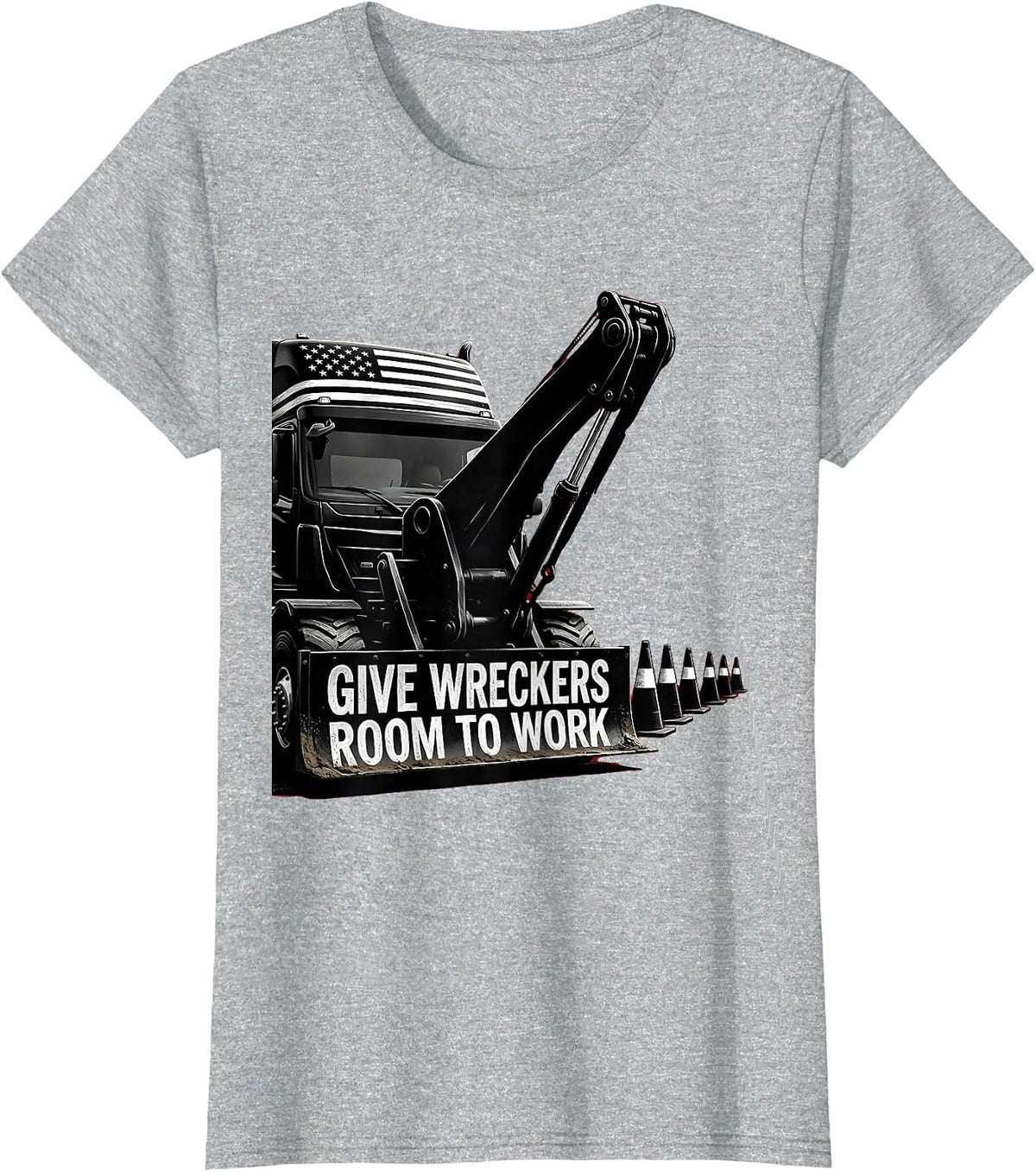 Give Wreckers Room To Work Patriotic Semi Truck Driver T-Shirt - Heather Grey