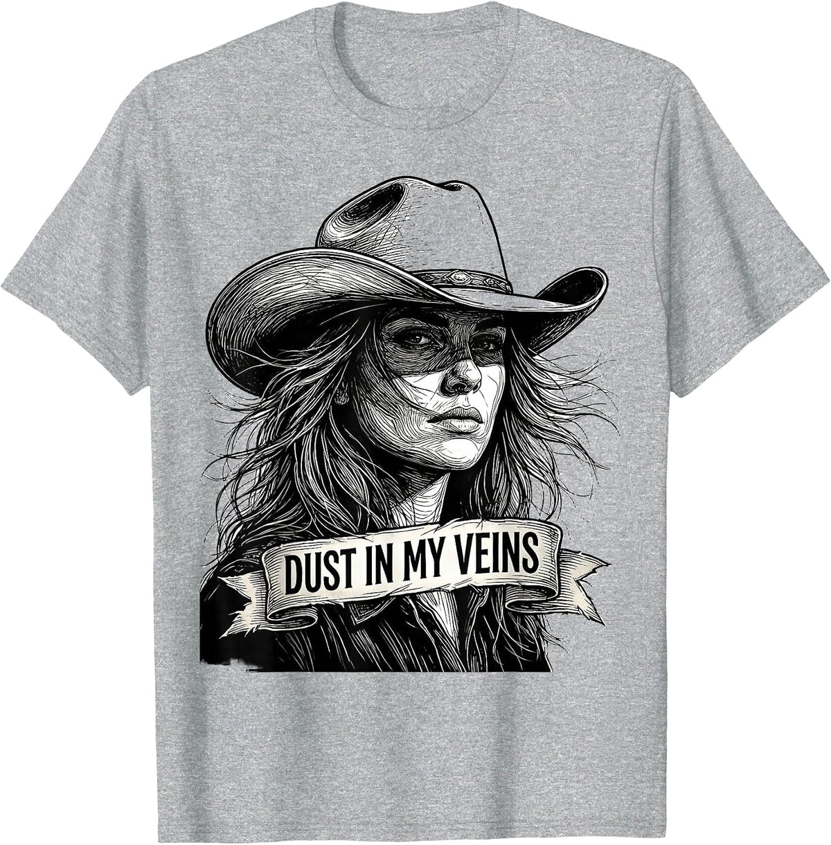 Men's Dust In My Veins Western Cowboy Design T-Shirt - Heather Grey