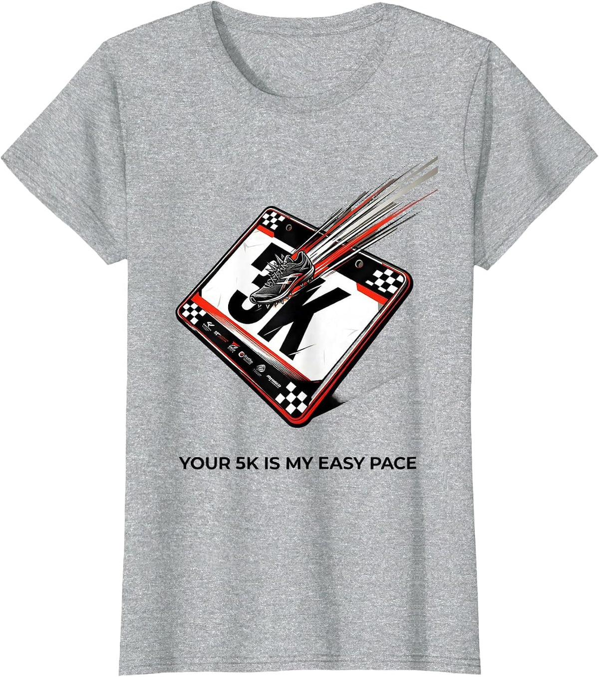 Your 5K Is My Easy Pace Racing Livery Cross Country Runner T-Shirt - Heather Grey