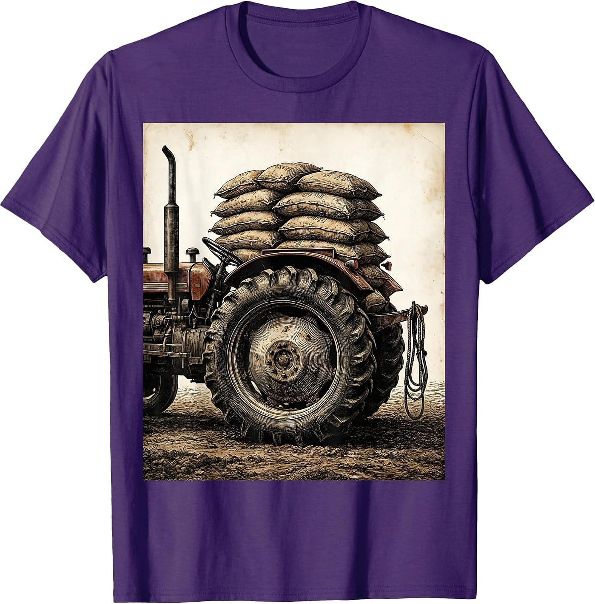 Vintage Farm Tractor Farmer Pride T-Shirt - Purple