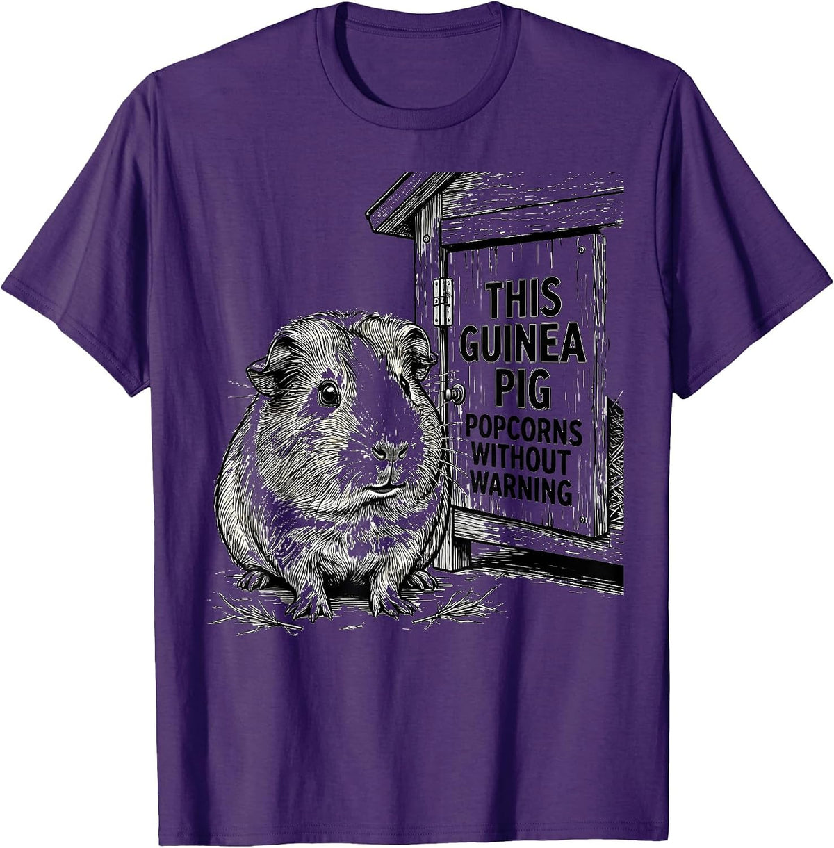 This Guinea Pig Popcorns Without Warning Funny Pig Lover T-Shirt - Purple