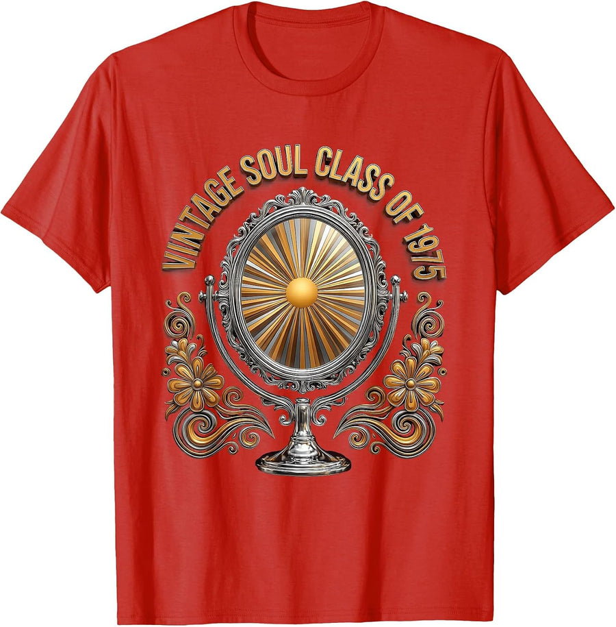 Vintage Soul Class of 1975 Birthday Design T-Shirt - Red