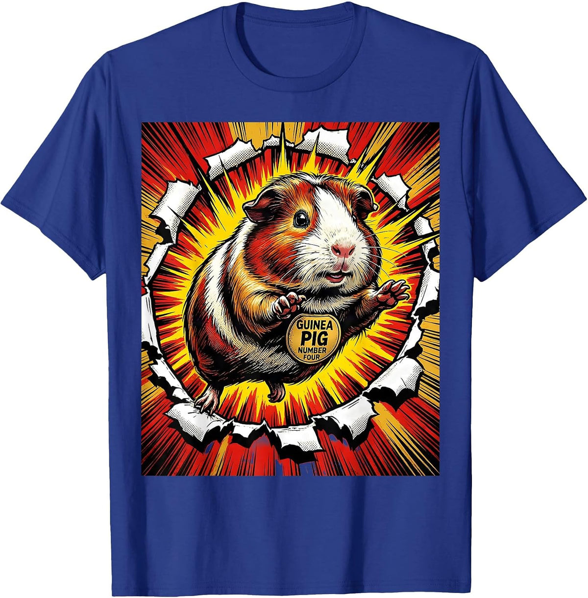 Men's Guinea Pig Number Four Comic Book Pig Lover Novelty Humor T-Shirt - Royal Blue
