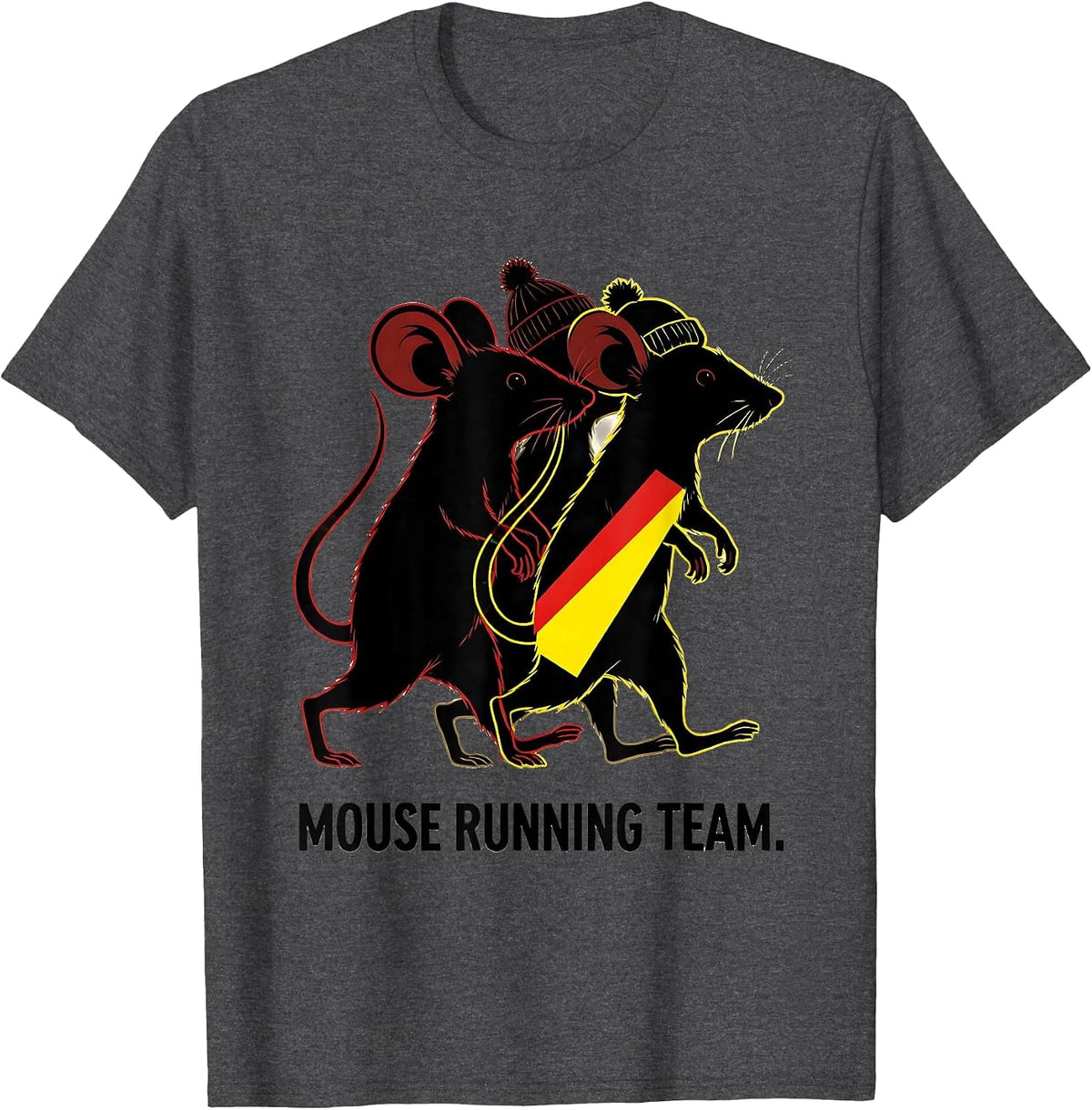 Men's Mouse Running Team Funny Christmas Fun Run Runner Squad T-Shirt - Dark Heather Grey