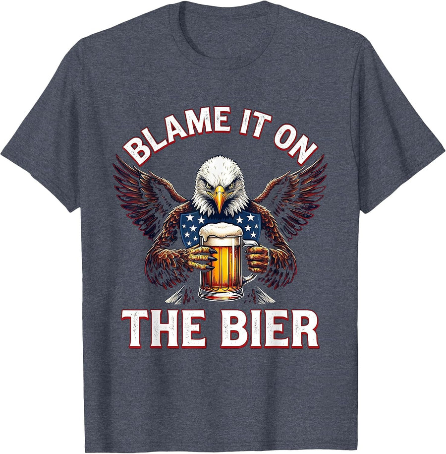 Blame It On The Bier Oktoberfest Design T-Shirt - Heather Blue