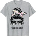 Border Collie mom Messy bun Hair Glasses T-Shirt - Heather Grey