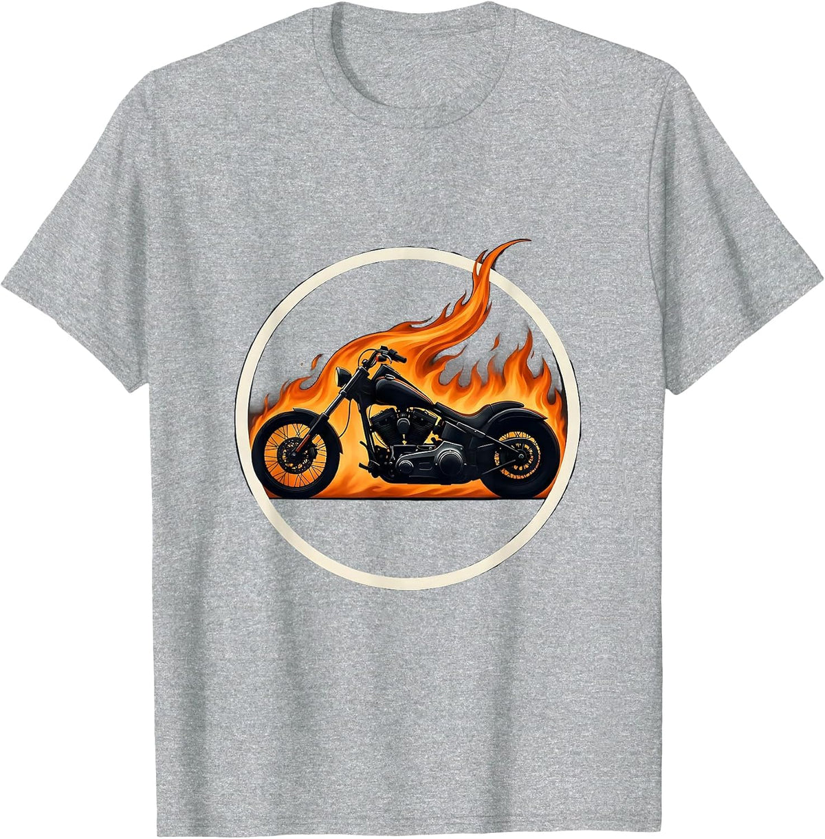 Men's Vintage Motorcycle Flame Trail Freedom Graphic T-Shirt - Heather Grey