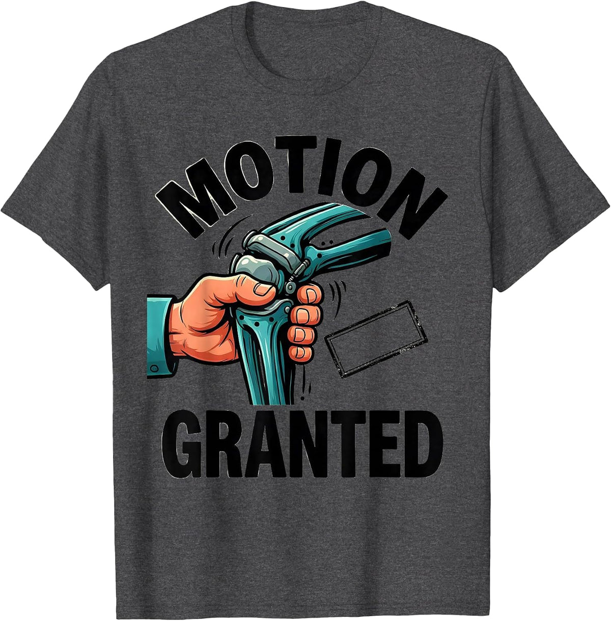 Men's Motion Granted Cartoon Massage Therapist Physical Therapy T-Shirt - Dark Heather Grey
